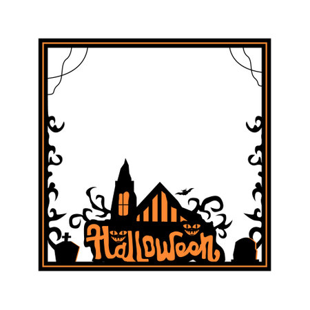 Creepy halloween frame concept design vectorのイラスト素材