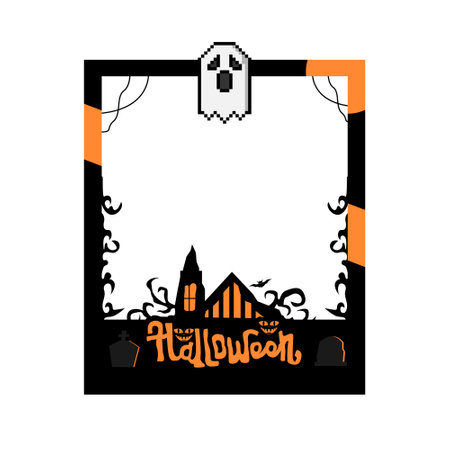 Creepy halloween photo frame illustration design templateのイラスト素材