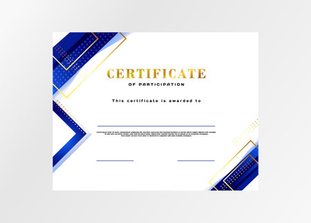 Professional certificate design in blue and gold themeのイラスト素材