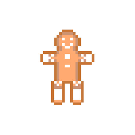 Gingerbread cookie pixel art style clipartのイラスト素材