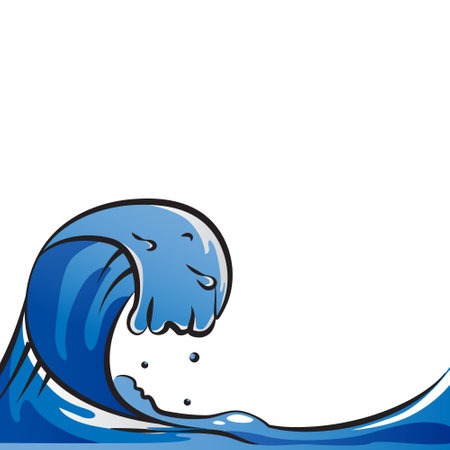 Sea waves or ocean vector art drawingのイラスト素材