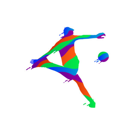 Colorful splash illustration football player design vectorのイラスト素材