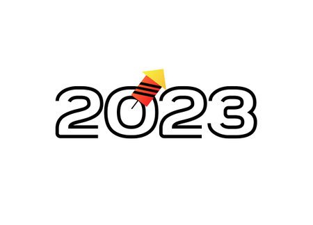 2023 line number with rocket fire designのイラスト素材