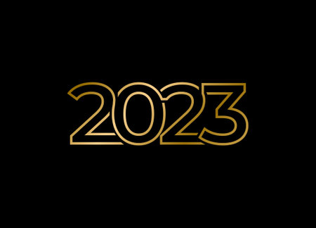 Golden line art 2023 number designのイラスト素材