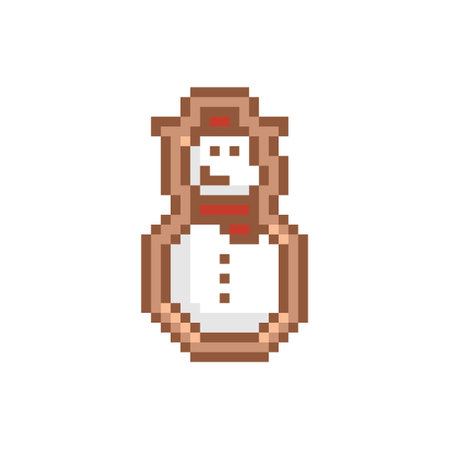 Pixel art gingerbread cookie snowman designのイラスト素材