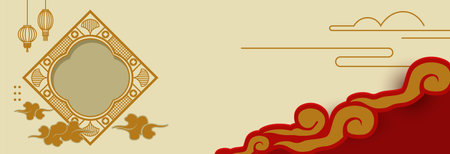 Chinese festival greeting banner template designのイラスト素材