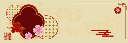 Chinese traditional oriental banner design templateのイラスト素材