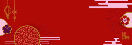 Lunar new year banner with copy space design backgroundのイラスト素材