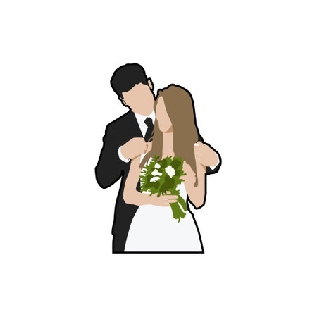 Portrait wedding couple illustration designのイラスト素材