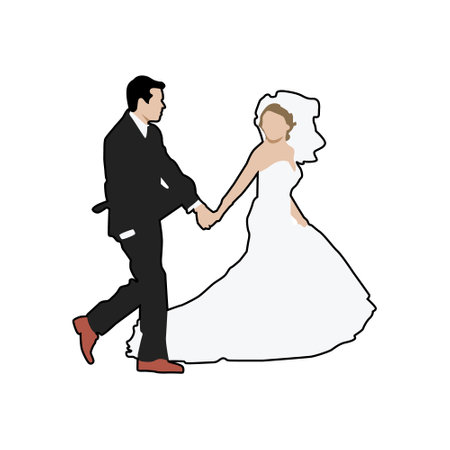 Portrait wedding bride couple illustration cartoonのイラスト素材