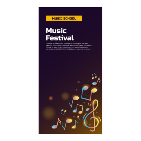 Music school vertical banner vectorのイラスト素材