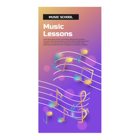 Music school vertical banner templateのイラスト素材