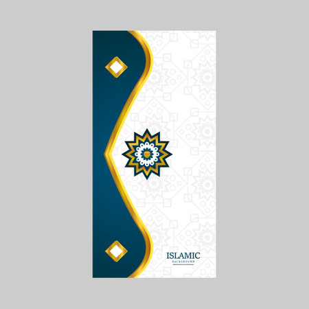 Elegant luxury blank greeting vertical banner design for celebration islamic holidayのイラスト素材