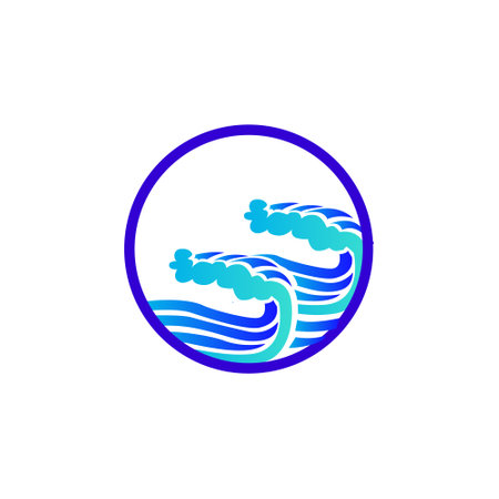 Wave and ocean blue graphic icon clipartのイラスト素材