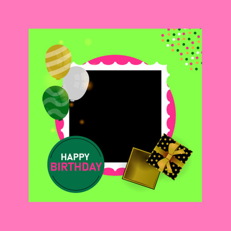 Twibbon birthday frame banner designのイラスト素材