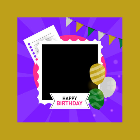 Twibbon birthday frame poster designのイラスト素材