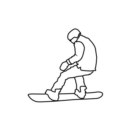 Jump snowboard man linear drawing design vectorのイラスト素材
