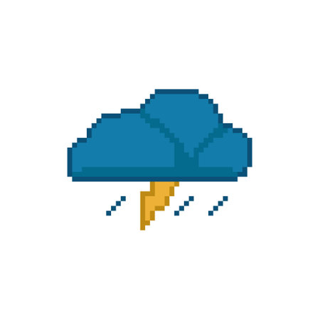 Thunderstorm pixel art icon vector designのイラスト素材