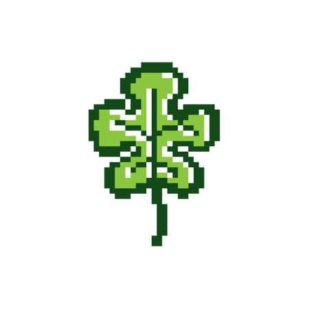 Green leaf pixel art design vector isolatedのイラスト素材