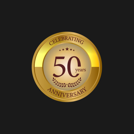 Elegant golden celebrating anniversary 50th years design templateのイラスト素材