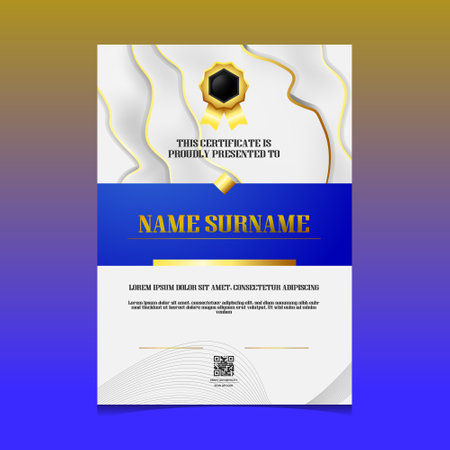 Modern gold and blue elegant certificate of graduation design templateのイラスト素材