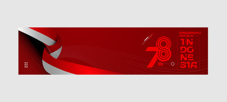 Horizontal banner illustration of indonesia independence day celebration with text space templateのイラスト素材