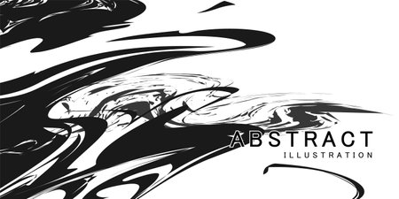 Abstract black and white splashed texture postcard banner illustrationのイラスト素材