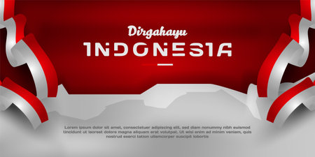 Happy indonesia independence day celebration with paper torn style designのイラスト素材