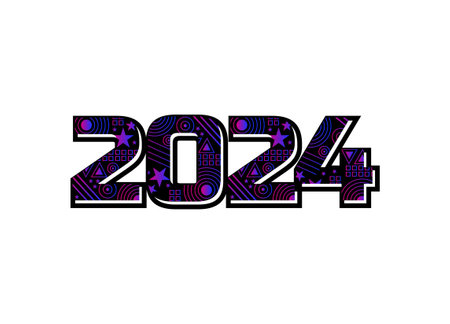 2024 creative gradient number or text illustration vectorのイラスト素材