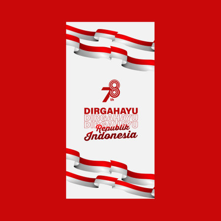 Vertical indonesia independence day celebration banner or post social media conceptのイラスト素材