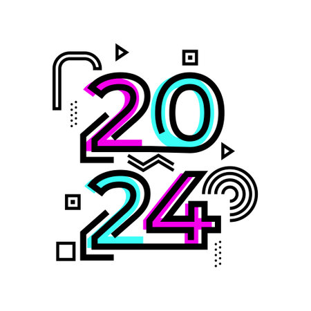 Creative line 2024 number or text art design vectorのイラスト素材