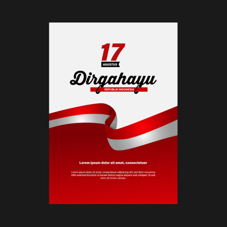 Indonesia independence day or dirgahayu indonesia poster templateのイラスト素材