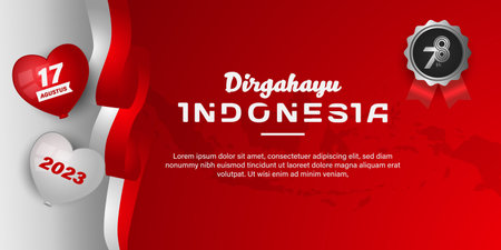 Banner and greeting card of indonesia independence day template designのイラスト素材