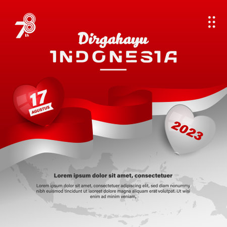 Square banner of indonesia independence day template designのイラスト素材