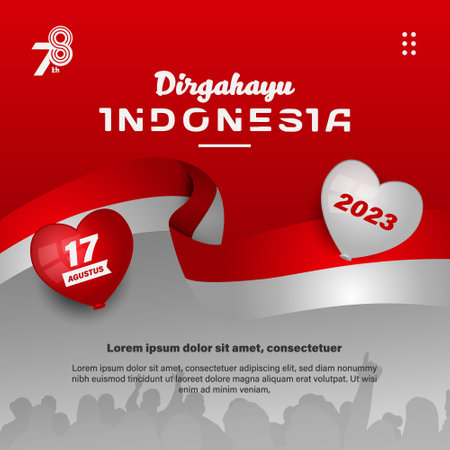 Square banner of indonesia independence day template vector