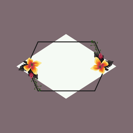 Wedding badge with beautiful floral realistic frame designのイラスト素材