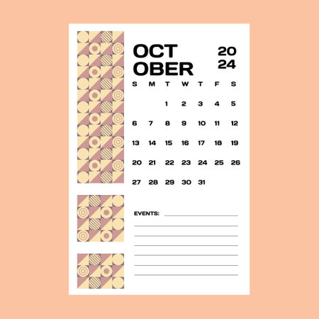 October 2024 calendar or planner template designのイラスト素材