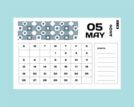 May monthly calendar 2024 template designのイラスト素材