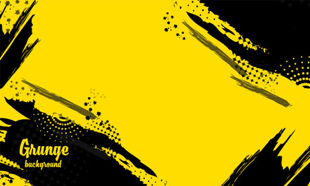 Yellow and black abstract grunge paint banner and poster background designのイラスト素材