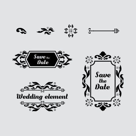 Set of decorative vintage wedding set designのイラスト素材