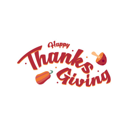 Happy thanksgiving typography design illustrationのイラスト素材