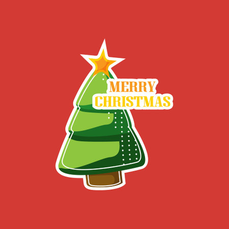 Flat christmas sticker design illustrationのイラスト素材