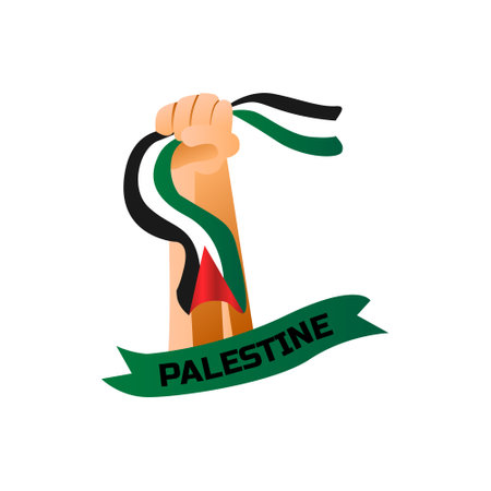 Hand holding national flag of palestine vectorのイラスト素材