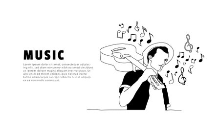 Music background with illustration man carrying guitar designのイラスト素材