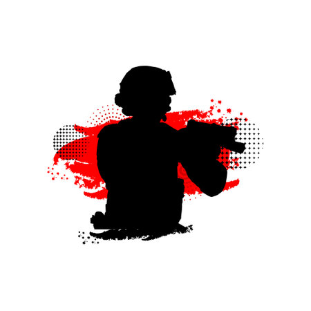 Silhouette soldier or army poster design isolatedのイラスト素材