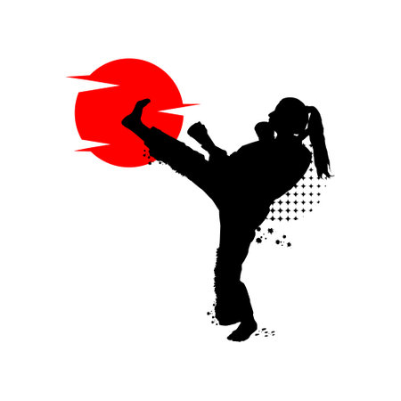 Silhouette martial art poster design isolatedのイラスト素材