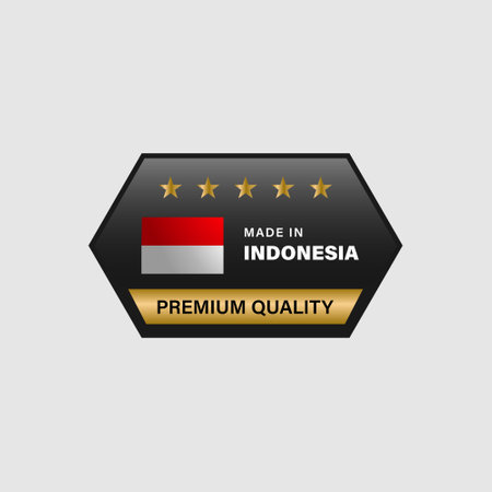 Made in indonesia product label and logo isolatedのイラスト素材