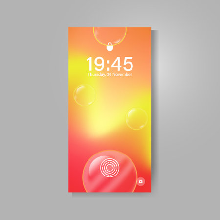 Modern smartphone screen with abstract bubble wallpaper backgroundのイラスト素材