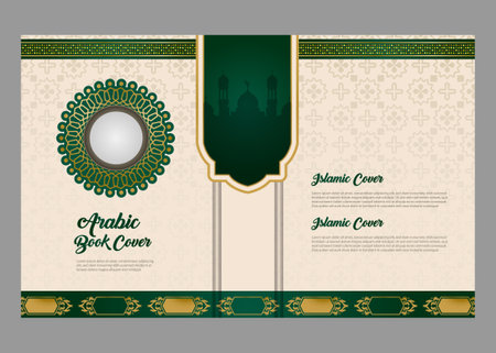 Arabic islamic style book cover design isolatedのイラスト素材