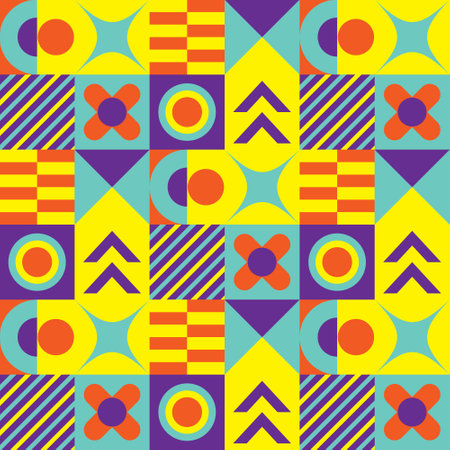 Flat square colorful geometric pattern banner and poster design art